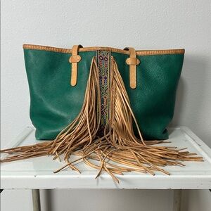 Consuela Emerald Tote with Tan Accents